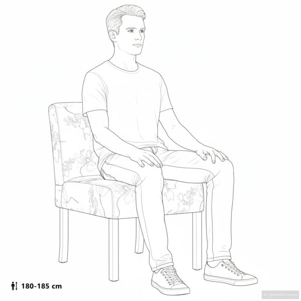 Ниско кресло, сини цветя, текстил