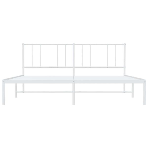 Метална рамка за легло с горна табла, бяла, 180x200 см