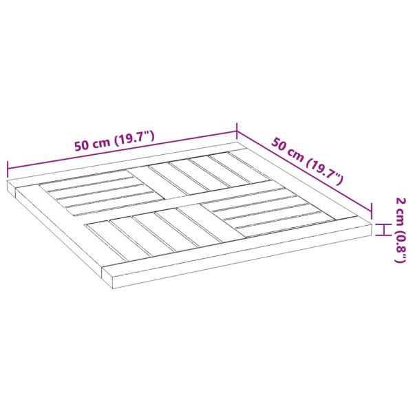 Плот за маса, 50x50x2 см, квадратен, акациево дърво масив