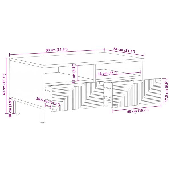 Масичка за кафе с чекмедже Кафяво 80 x 54 x 40 см