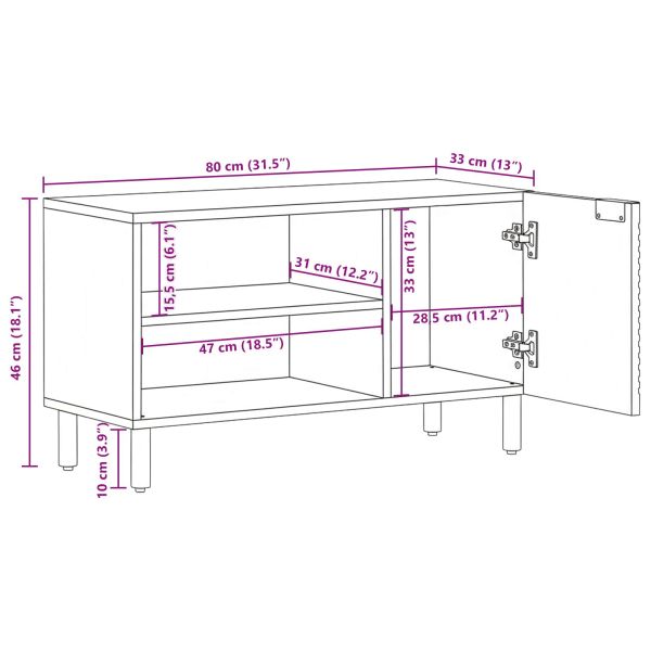ТВ Единици с рафт Солидно акациево дърво 80 x 31,5 x 46 см