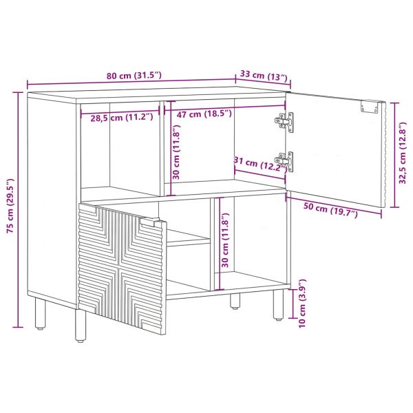 Служебен шкаф с рафт с врата Естествен Солидно акациево дърво