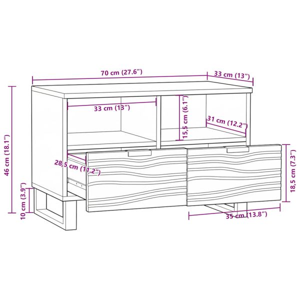 ТВ Единици с чекмедже Орех 70 x 33 x 46 см Инженерно дърво