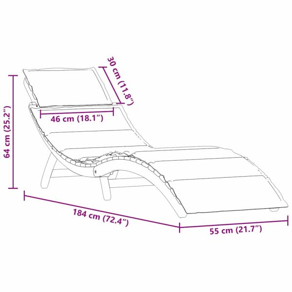 Шезлонг с възглавница 2 pcs Бежово Солидно акациево дърво