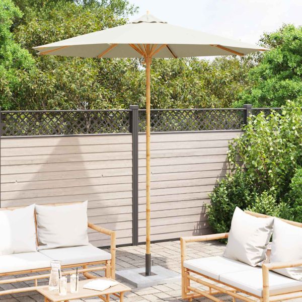 Градински парасол Кремаво Бяло Ø 270 x 260 см бамбук