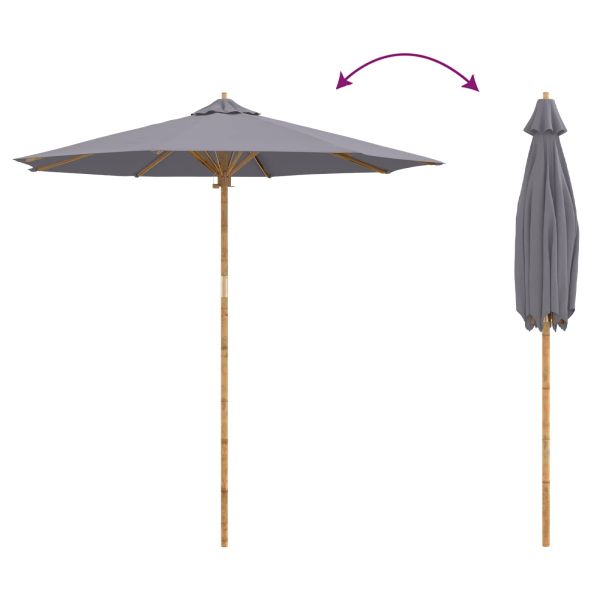 Градински парасол Тъмен сив Ø 270 x 260 см бамбук