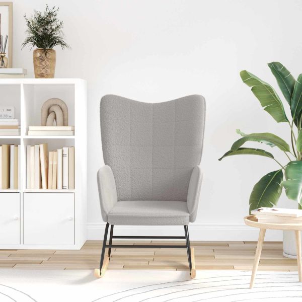 Люлеещ се стол Светлосиво Тъкан Шерпа