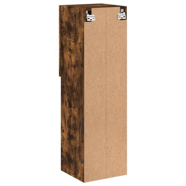 ТВ шкафове с LED осветление, 2 бр, опушен дъб, 30,5x30x102 см