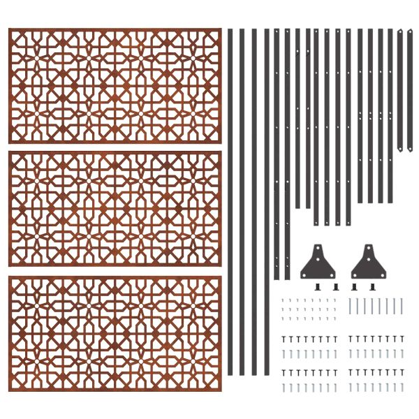 Екран за уединение Сив 100 x 50 x 180 см Патинираща стомана