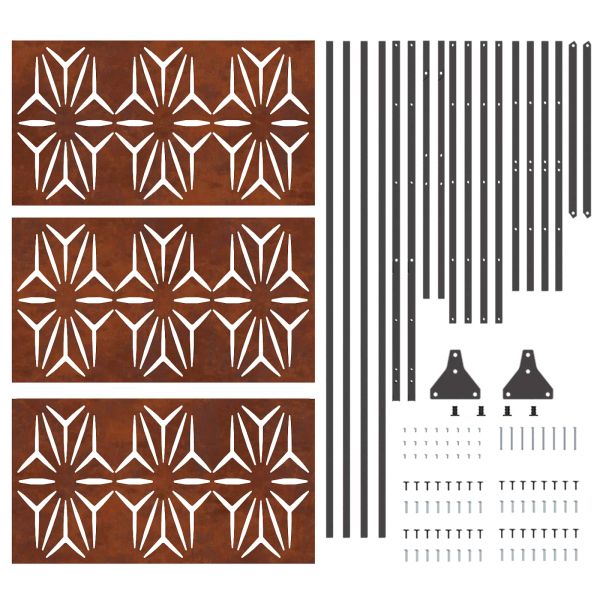 Екран за уединение Сив 100 x 50 x 180 см Патинираща стомана