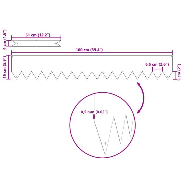 Ограда за трева 30 pcs Черно 100 x 0.05 x 20 см