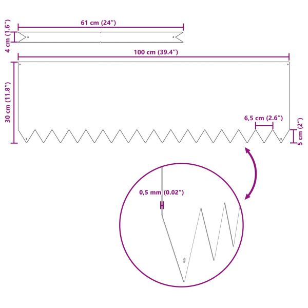 Ограда за трева 10 pcs Кафяво 100 x 0.05 x 20 см