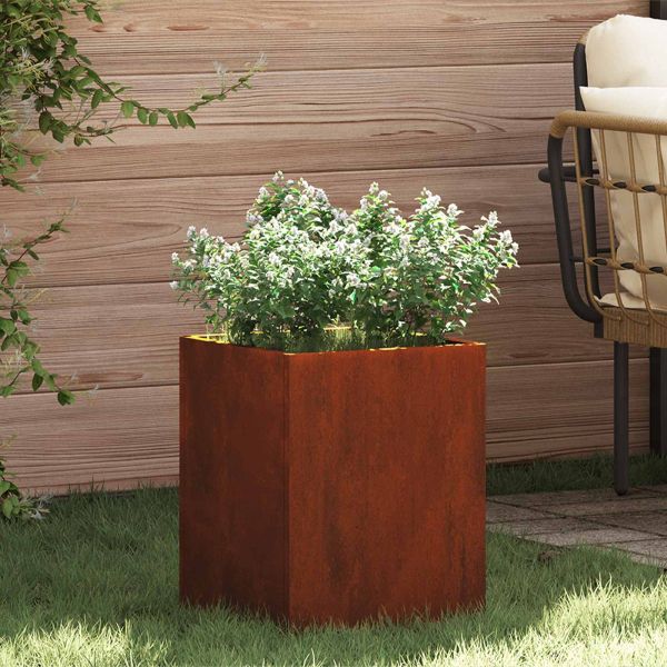 Градинска саксия Патинираща стомана 32 x 32 x 40 см