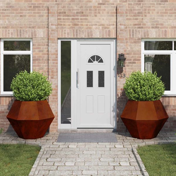 Кашпа 2 pcs Ръждясало 100 x 100 x 80 см Патинираща стомана