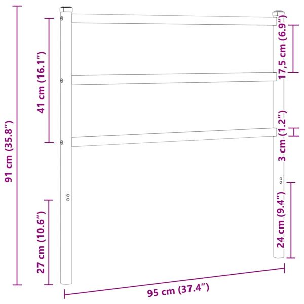 Метална резервна табла за легло, черна, 90 см