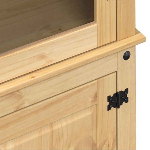 Стъклен шкаф витрина Corona 103,5x42x180 см бор масив