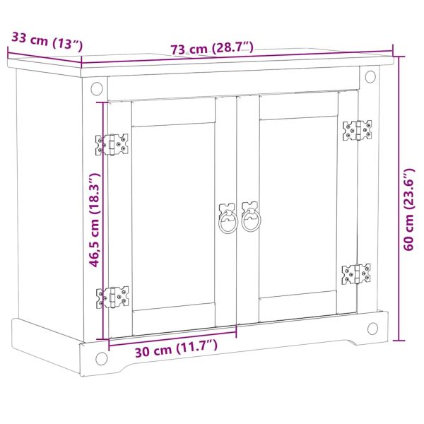 Шкаф за мивка за баня "Corona" 73x33x60 см бор масив