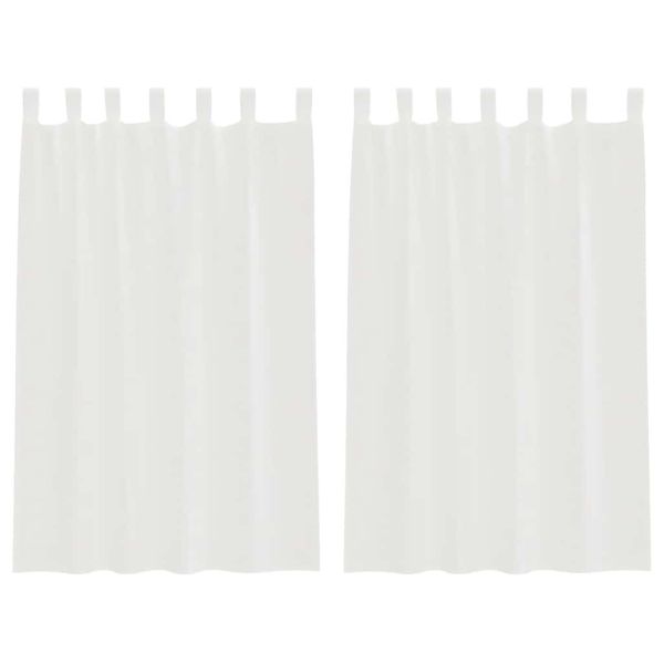 Воалени завеси с примки, 2 бр, бели, 140x175 см