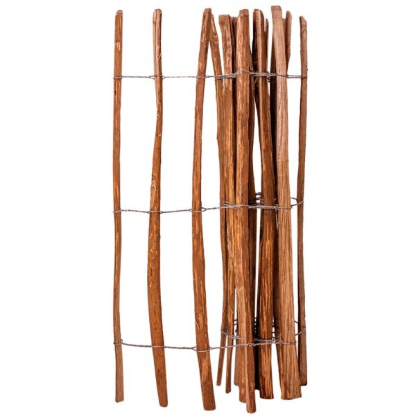 Дървена ограда от колчета, лешниково дърво, 120x250 см