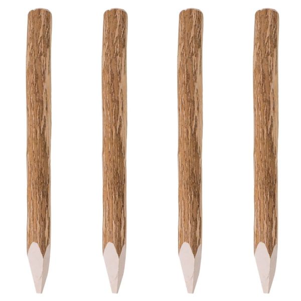 Заострени оградни колове, 4 бр, лешниково дърво, 90 см