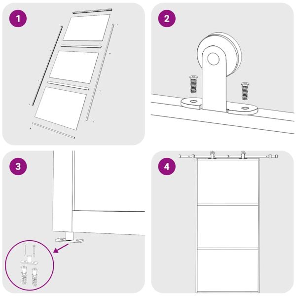 Плъзгаща врата, ESG стъкло и алуминий, 102x205 см, черна