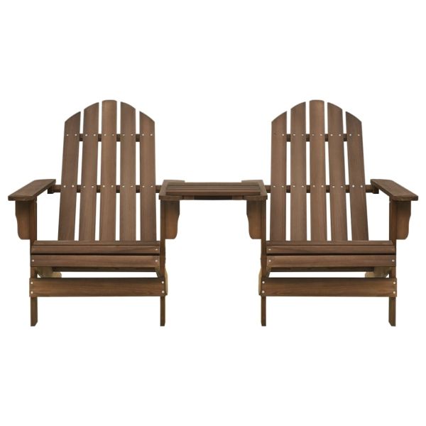 Градински столове Адирондак с масичка за чай, чам масив, кафяви