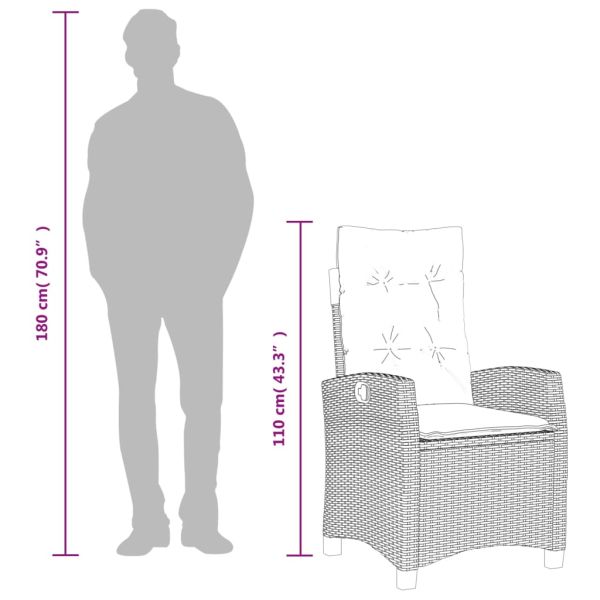 Градински трапезен комплект 3 части с възглавници сив полиратан