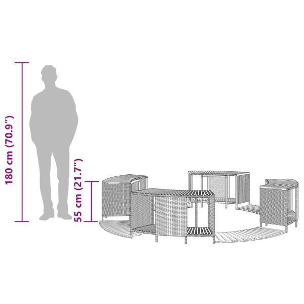 Ограждение за джакузи, черно, полиратан и масивна акация