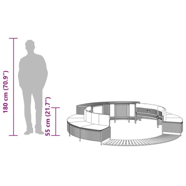 Ограждение за джакузи, черно, полиратан и масивна акация