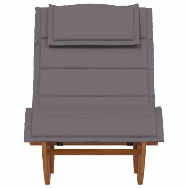 Шезлонг с възглавница 2 pcs Кафяво Солидно акациево дърво