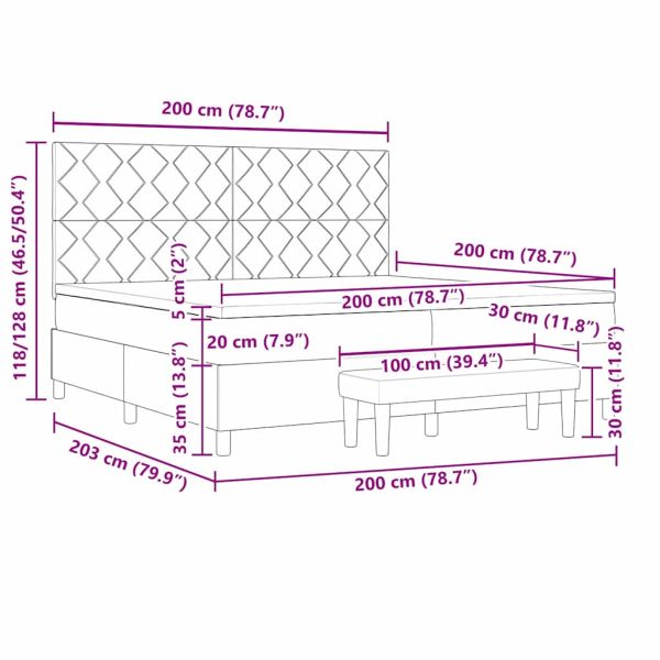 Легло с пружинирана основа Тъмен кафяв 200 x 200 cm текстил