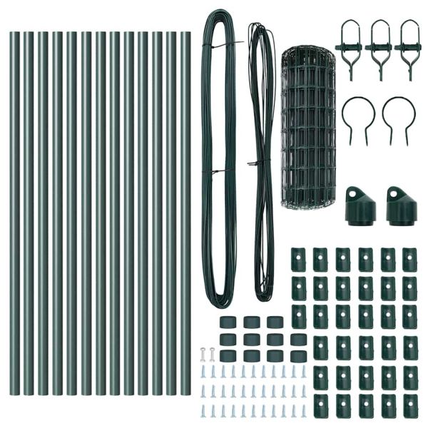 Ограда с пост Зелен 0,4 x 25 м Стомана и PVC