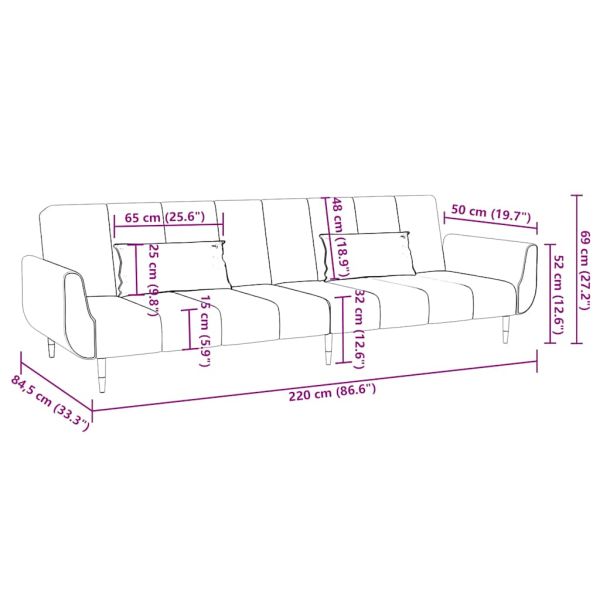 2-местно разтегателно канапе с 2 възглавници тъмнозелено кадифе