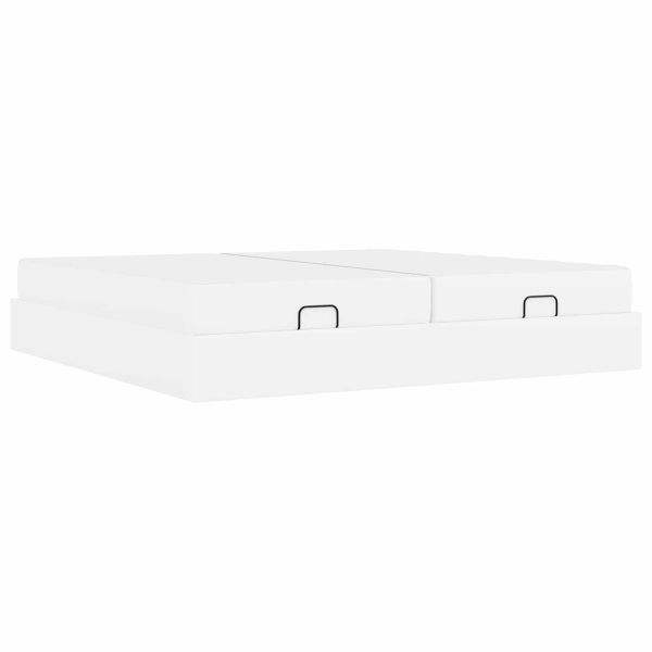 Рамка за легло с матрак с матрак 2 pcs Бяло ПВЦ