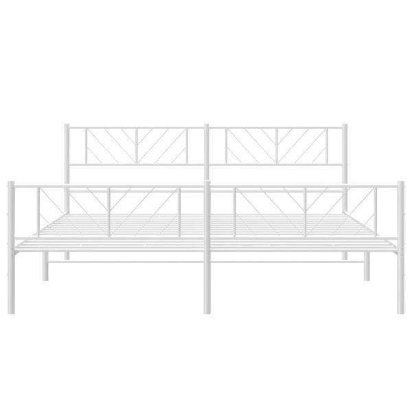 Метална рамка за легло с горна и долна табла, бяла, 180x200 см