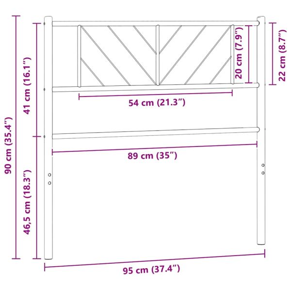 Метална резервна табла за легло, бяла, 90 см