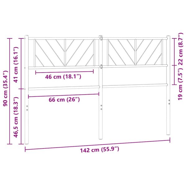 Метална резервна табла за легло, бяла, 135 см