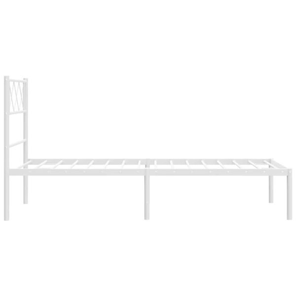 Метална рамка за легло с горна табла, черна, 100x200 см