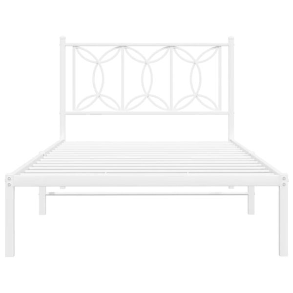 Метална рамка за легло с горна табла, черна, 100x200 см