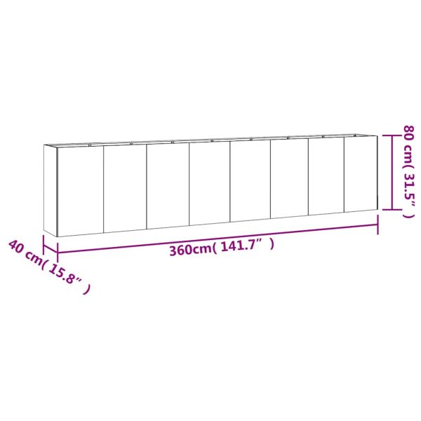 Градинска повдигната леха 360x40x80 см кортенова стомана
