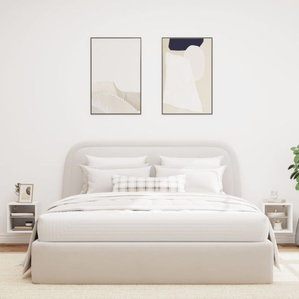 Стенни ТВ шкафове с LED осветление, 2 бр, бели, 30x28,5x30 см