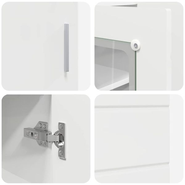 Дървен шкаф Лъскаво бяло 88,5 x 30,5 x 73 см Инженерно дърво