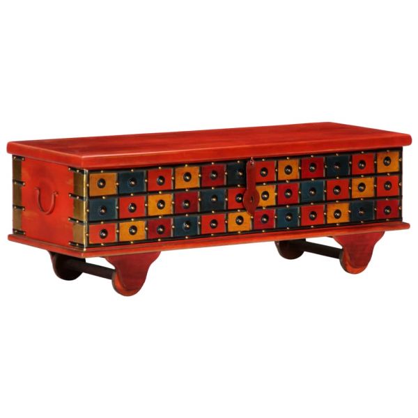 Сандък за съхранение, червен, 110x40x40 см, акация масив