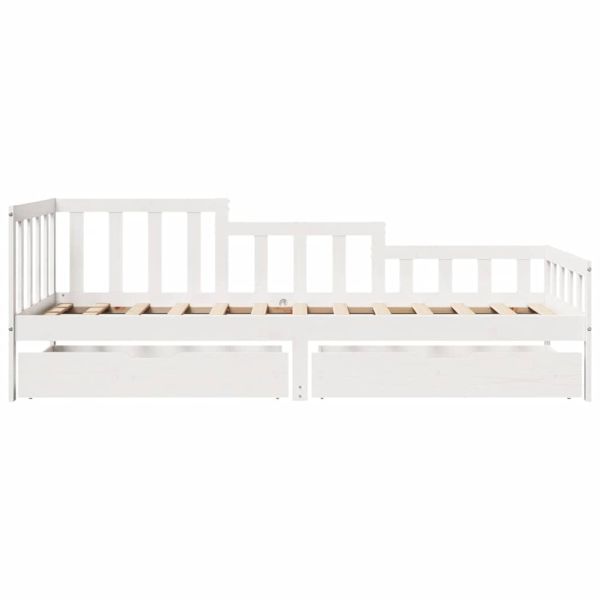 Легло с чекмеджета, без матрак, бяло, 80x200 см, масивно дърво