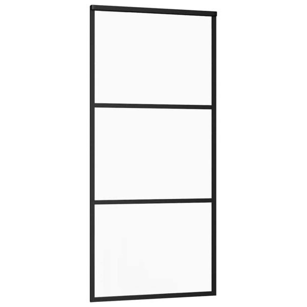 Плъзгаща се врата с обков черна 90x205 см ESG стъкло