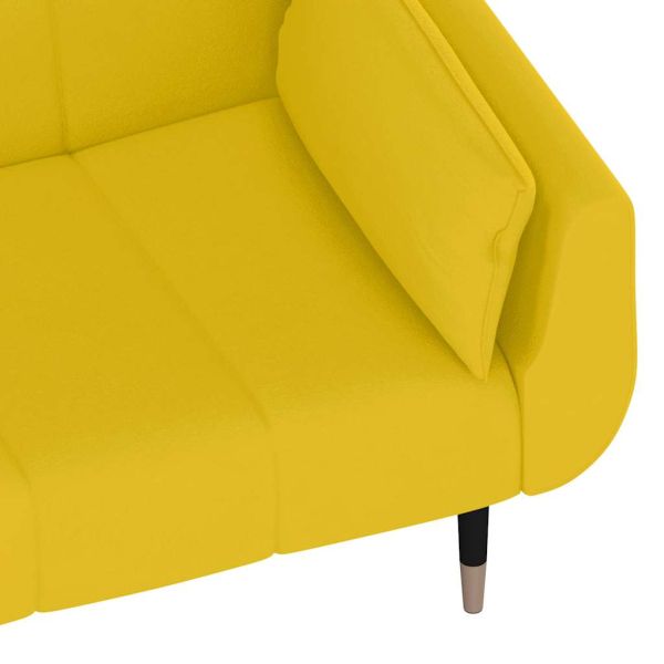 2-местно разтегателно канапе с две възглавници, жълто, кадифе