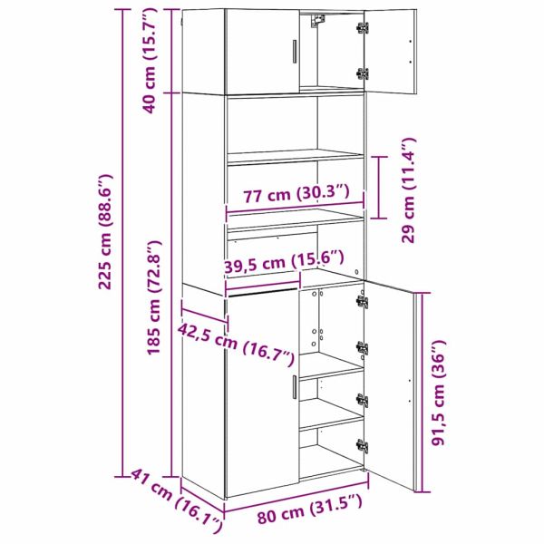 Шкаф за съхранение Дъб 80 x 42,5 x 225 см Инженерно дърво