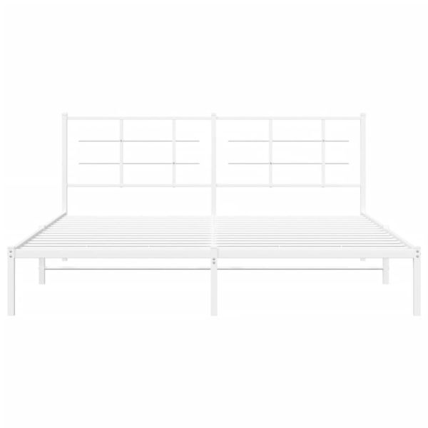 Метална рамка за легло с горна табла, бяла, 180x200 см