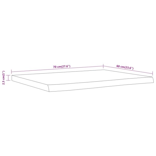Плот за баня, 70x60x2,5 см, правоъгълен, масивно дърво акация