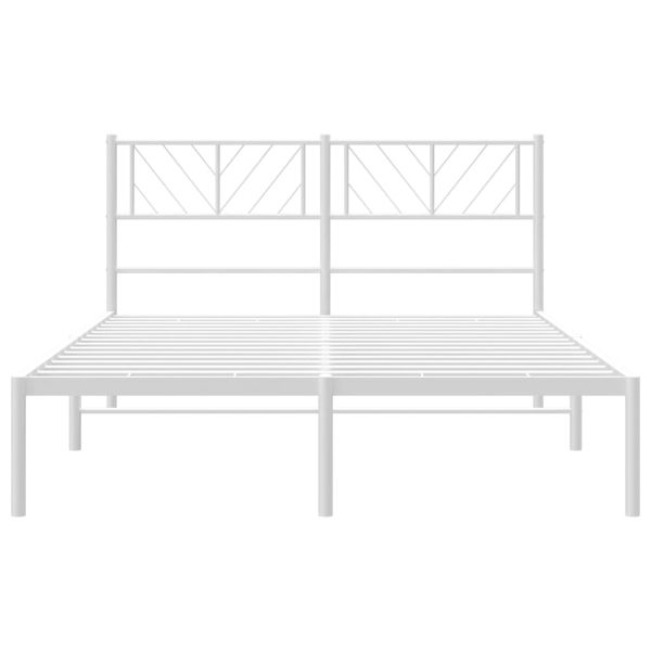 Метална рамка за легло с горна табла, бяла, 140x200 см
